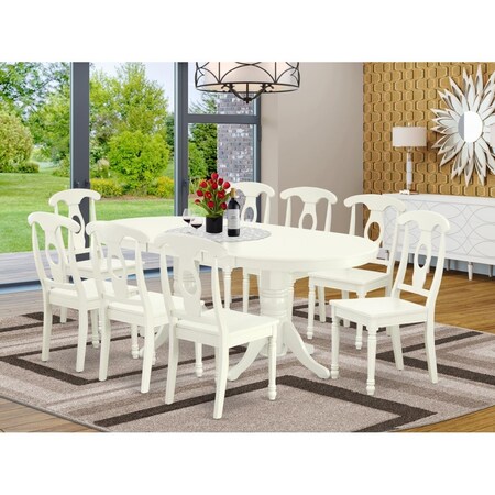 East West Furniture 9 Piece Vancouver Dining-room Set - Linen White VAKE9-LWH-W